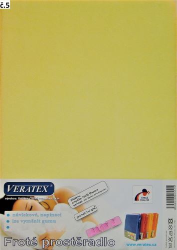 Veratex Froté prostěradlo atypické Atyp malý do 85 x 180 cm (č. 5-sv.žlutá)