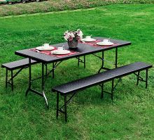Zahradní banketový cateringový stůl skládací 180 cm ratan