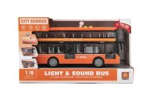 Autobus patrový plast 28cm na setrvačník na baterie se světlem se zvukem v krabici 32x19x12cm