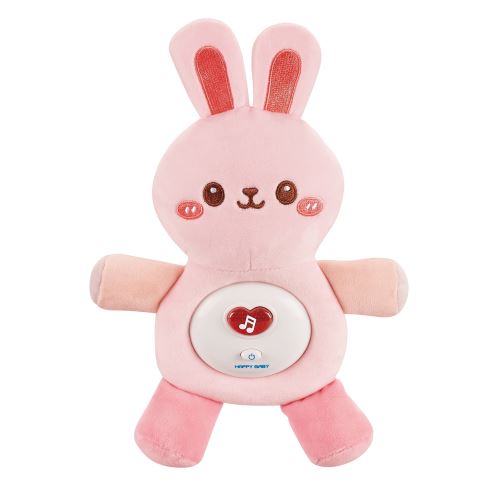 WOOPIE BABY Interaktivní plyšový dětský plyšový světelný zvukový králíček na spaní růžový