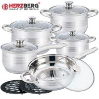 Herzberg HG-1242: 12-dílná sada nádobí z nerezové oceli