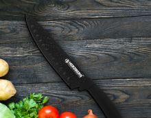 Herzberg HG-MSN8BLM: 8dílná sada nožů s akrylovým stojánkem – černý mramor