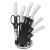 Herzberg HG-MSN8SLV: 8dílná sada nožů s akrylovým stojánkem – stříbrná