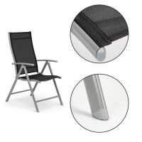 Sada zahradních židlí 4 ks polohovatelná kovová židle - Stříbrná