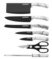 Herzberg HG-MSN8STN: 8dílná sada nožů s akrylovým stojánkem – kámen