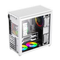 Počítačová skříň spark pro s plným bílým tvrzeným sklem