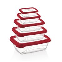 Herzberg HG-L763: Sada 5 kusů Bio Saver Box misky Red