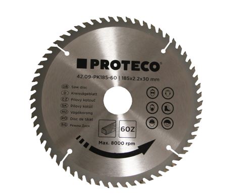 Proteco - 42.09-PK185-60 - kotouč pilový SK 185 x 2.2 x 30 60z + redukce 30/20 mm