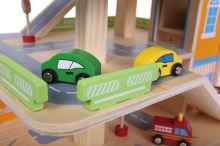 Dřevěná garážová dráha s výtahem + autíčka Ecotoys