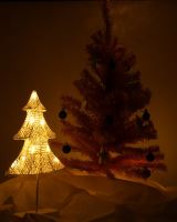 Vánoční stromek stojící dekorace 39cm 10LED teplá žlutá napájená bateriemi