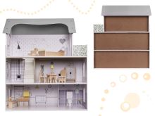 Domeček pro panenky dřevěný MDF + nábytek 70cm šedý