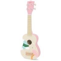 Dřevěná dětská kytara na ukulele CLASSIC WORLD růžová