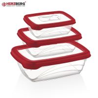 Herzberg HG-L686: 3dílná krabička Bio Saver červená