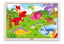 VIGA Dřevěné puzzle Dinosauři 24 prvků