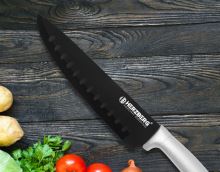 Herzberg HG-MSN8SLV: 8dílná sada nožů s akrylovým stojánkem – stříbrná