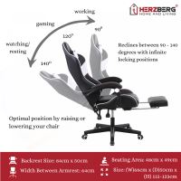 Herzberg HG-8083: Tri-color Gaming and Office Chair with Linear Accent White