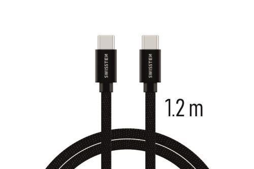 Datový kabel Swissten Textile USB-C / USB-C 1,2m černý - 8595217455962