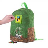 Batoh Pixie Crew Minecraft silikon 30x35cm s pixelovými kostičkami zelený v sáčku