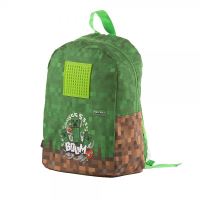 Batoh Pixie Crew Minecraft silikon 30x35cm s pixelovými kostičkami zelený v sáčku