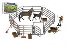 Sada domácí farma koně plast s doplňky v krabici 27x18x7cm