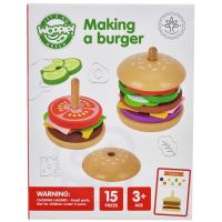 WOOPIE GREEN Wooden Burger Restaurant Puzzle pro děti 15 ks. certifikát FSC
