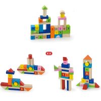 Dřevěné vzdělávací bloky Viga Toys 100 ks. Čísla Písmena