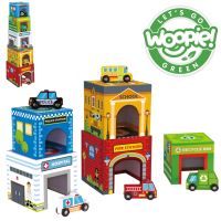 WOOPIE GREEN Puzzle Městská vozidla v krabičkách + figurky 10 el.