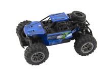 Auto RC buggy terénní modré 22cm plast 2,4GHz na baterie + dobíjecí pack v krabici 32x16x18cm