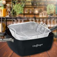 Cheffinger CF-FA04: 4 Pieces Marble Coated Square Deep Frying Pan Set