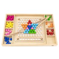Dřevěná hra VIGA Chyťte míčky a spojte puzzle