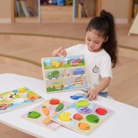 VIGA Dřevěné puzzle Montessori Puzzle 2v1 Figurky Ovoce