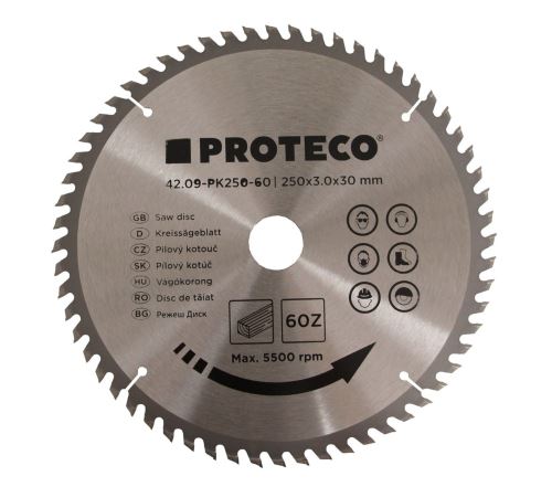 Proteco - 42.09-PK250-60 - kotouč pilový SK 250 x 3.0 x 30 60z + redukce 30/20 mm