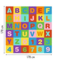 Velká pěnová podložka EVA pro děti písmena číslice 178x178 cm 36 ks.