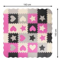 Pěnová podložka puzzle / ohrádka 36el šedá a růžová 143 cm x 143 cm x 1 cm