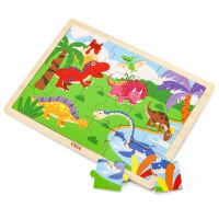 VIGA Dřevěné puzzle Dinosauři 24 prvků