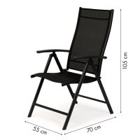 Sada zahradních židlí 4 ks polohovatelné kovové židle - Černá