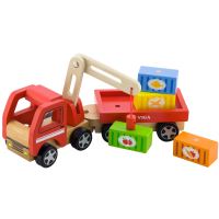 Dřevěný jeřáb s kontejnery od Viga Toys