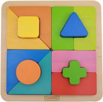 Dřevěné geometrické puzzle 12 prvků Masterkidz