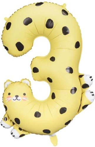 Fóliový balónek číslo "3" - Gepard 68x98 cm