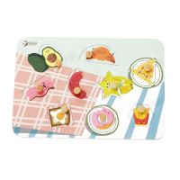CLASSIC WORLD Wooden Puzzle Food with Pins Puzzle Match the Shapes 10 ks.