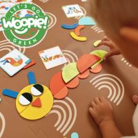 WOOPIE GREEN Dřevěné Montessori puzzle 40 rekonstrukčních vzorů 55 ks. certifikát FSC