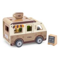 Kavárna VIGA s dřevěnými auty