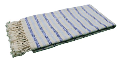 Coton d'Or PS-150:Cotton Beach Peshtemal Ručník 95x185 - Candy Stripes with Herringbone Pattern Blue