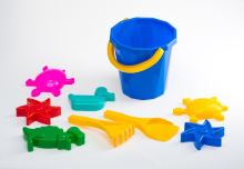 DIPLO W-127 Sandbox hračky kbelík lopatka hrábě formy 9el.