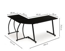 Rohový herní kancelářský stůl LOFT školní stůl černý PJJCT0136