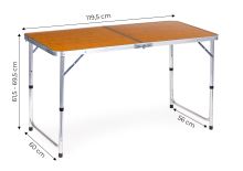 Turistický stolek, skládací stůl, kempingová imitace dřeva