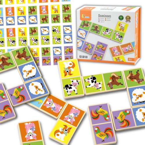 Dřevěná hra Domino Farma Viga Toys 28 prvků