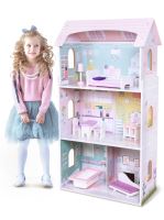 Dřevěný domeček pro panenky + nábytek vysoký Berry mansion ECOTOYS