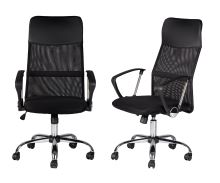 Kancelářská otočná židle s chromovanými nohami a vysokým opěradlem