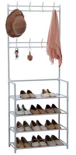 Herzberg Segmented Hallstand Clothes Hanger with 4 Shelves Shoe Rack - 60x155cm